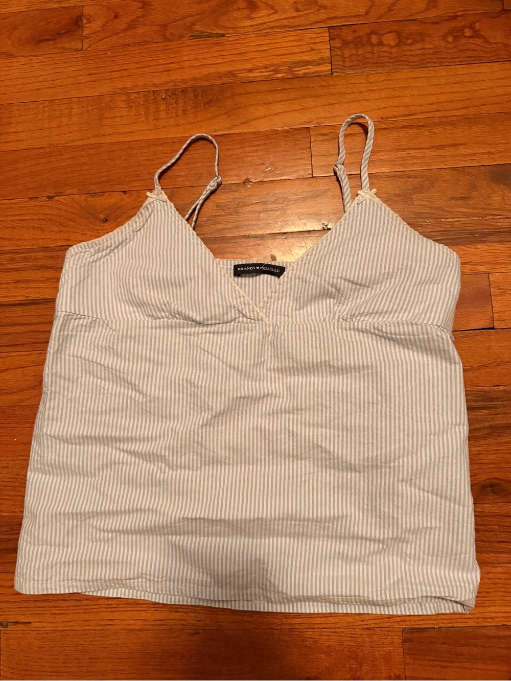 Brandy Melville Light Blue & White Striped V-Neck Cami